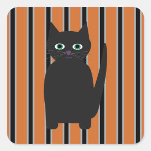 Sticker Carré Chats noirs de Halloween amusants et élégants