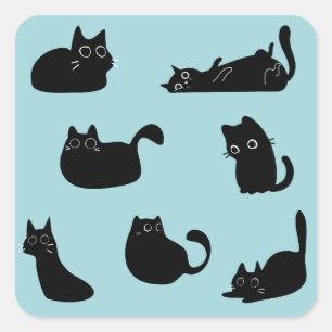 Sticker Carré Chats noirs drôles