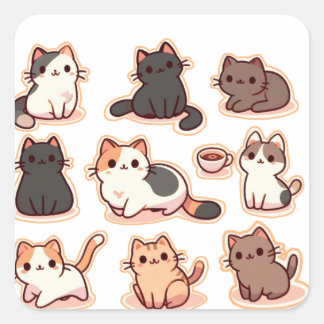 Sticker Carré Chats parmi les chats