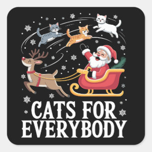 Sticker Carré Chats pour tout le monde Noël Chat drôle de Noël S