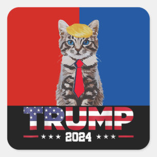 Sticker Carré Chats Pour Trump 2024   Vance Trump Red Blue
