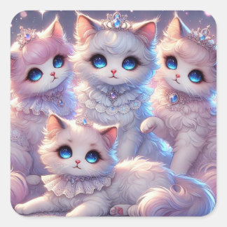 Sticker Carré Chats royaux princes et princes
