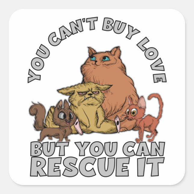 Sticker Carré Chats secourus Refuge animal (Devant)