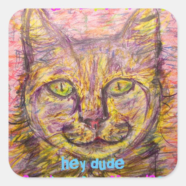 Sticker Carré chatte ensoleillé, mec (Devant)