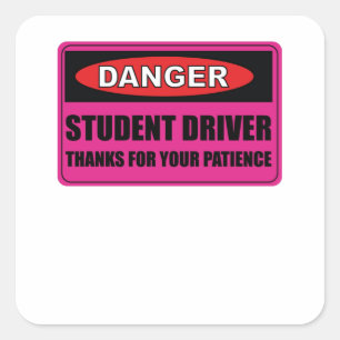 Sticker Carré Chauffeuse de la dame étudiante rose S'il vous pl