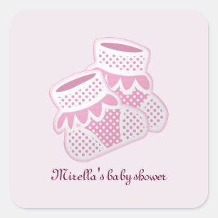 Sticker Carré chaussettes pour bébé roses