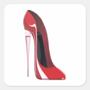 Sticker Carré Chaussure d'art en talon rouge de Champagne