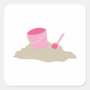 Sticker Carré Chaussure rose et seau