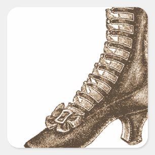 Sticker Carré Chaussure victorienne haute hachée