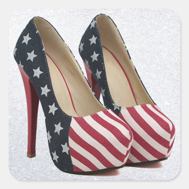 STICKER CARRÉ CHAUSSURES À HAUT NIVEAU DU DRAPEAU (Devant)