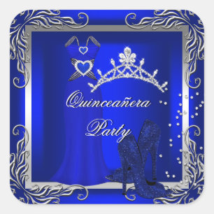 Sticker Carré Chaussures à talons hauts bleu royal argent pour Q