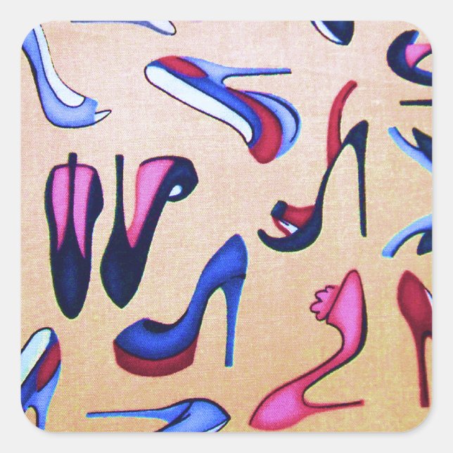Sticker Carré Chaussures à talons hauts Pompes Collage Mode (Devant)