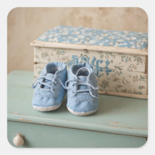 Sticker Carré Chaussures Bébé Bleues