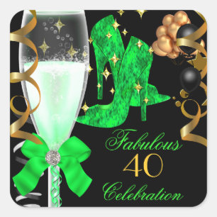 Sticker Carré Chaussures de 40 ans et fabuleuses vert citron or 