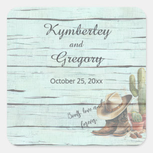 Sticker Carré Chaussures de style country western turquoise rust