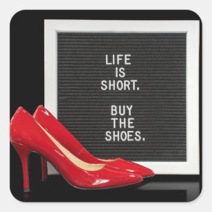 Sticker Carré chaussures rouges avec devis à bord