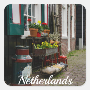 Sticker Carré Chaussures traditionnelles en bois hollandais sur