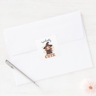 Sticker Carré Chauve sorcière d'Halloween Éffrayant adorable
