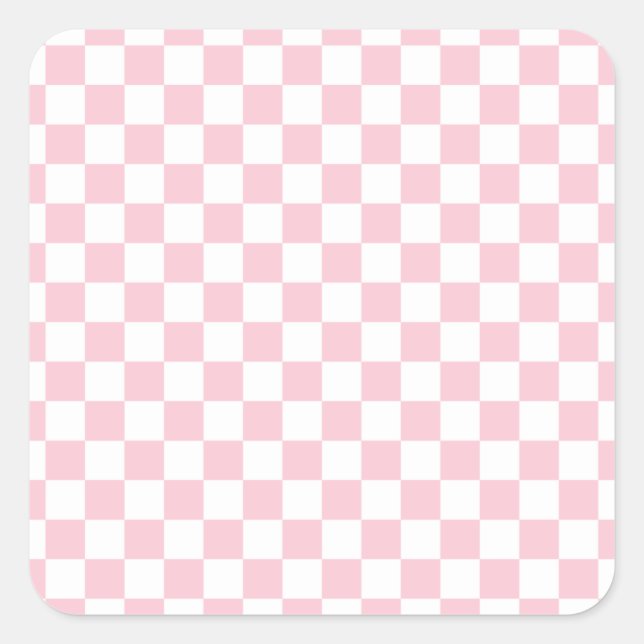Sticker Carré Check Baby Pink And White Checkerboard (Devant)