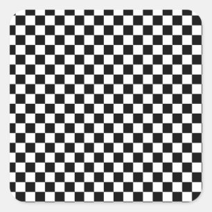 Sticker Carré Checkerboard pattern black and white