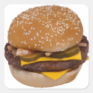 Sticker Carré Cheeseburger Sur Le Sesame Seed Bun