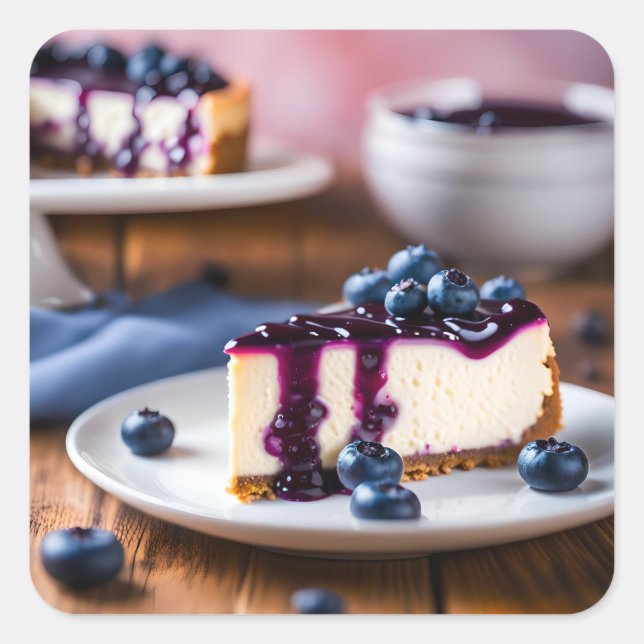 Sticker Carré Cheesecake aux bleuets (Devant)