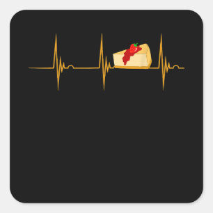 Sticker Carré Cheesecake Dessert Fromage Gâteau Heartbeat Ekg Pu