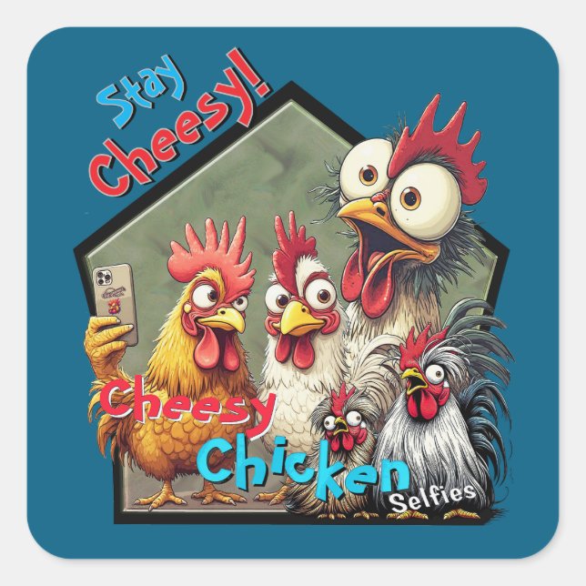 Sticker Carré "Cheesy Chickens Meetup" (Devant)