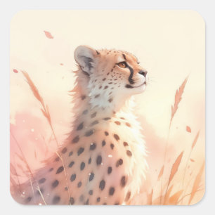 Sticker Carré Cheetah dans la brise de la nature