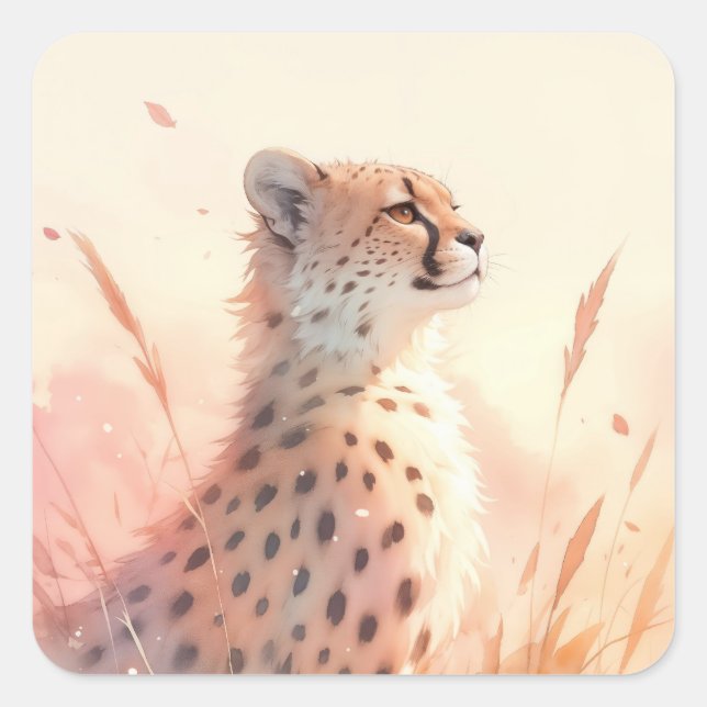 Sticker Carré Cheetah dans la brise de la nature (Devant)