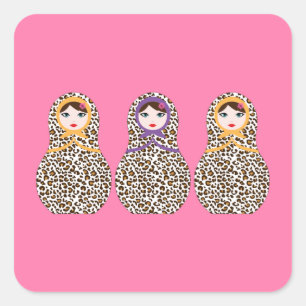 Sticker Carré Cheetah Print Matryoshka