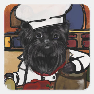 Sticker Carré Chef Affenpinscher     