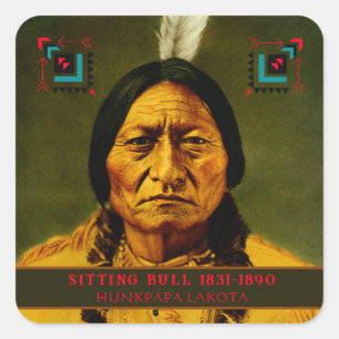 Sticker Carré Chef assis Bull Tribal Amérindien Lakota