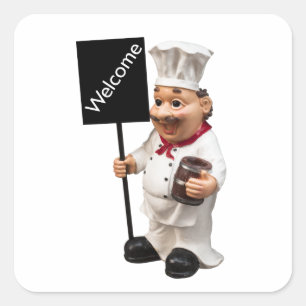Sticker Carré Chef cuisinier - Carte de menu BIENVENUE