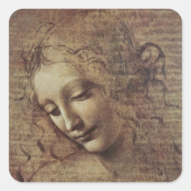 Sticker Carré Chef d'une jeune femme avec les cheveux cousus ou, (Devant)