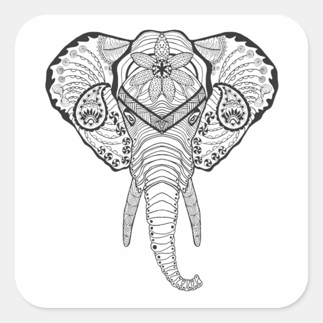 Sticker Carré Chef inspiré d'éléphant (Devant)