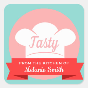 Sticker Carré Chef pâtisserie maison personnalisée