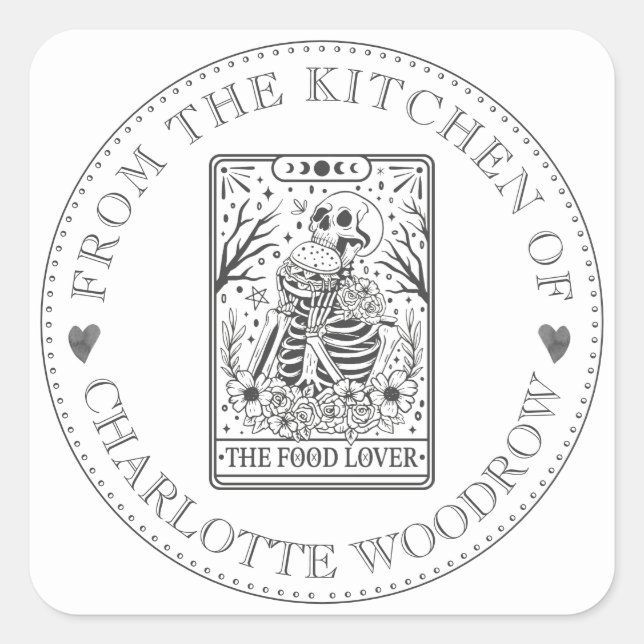 Sticker Carré Chef pâtissier Tarot Alimentation Amateur de nourr (Devant)