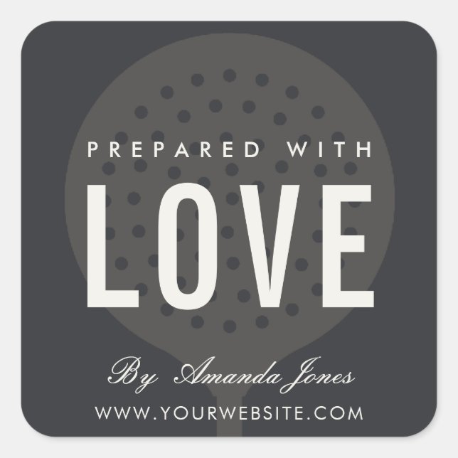 STICKER CARRÉ CHEF SKIMMER NOIR GRIS MINIMAL PRÉPARÉ AVEC AMOUR (Devant)