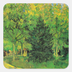 Sticker Carré Chemin dans le Parc d'Arles avec Walkers - Van Gog