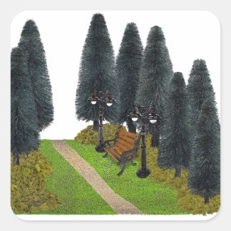 Sticker Carré Chemin forestier à travers le parc