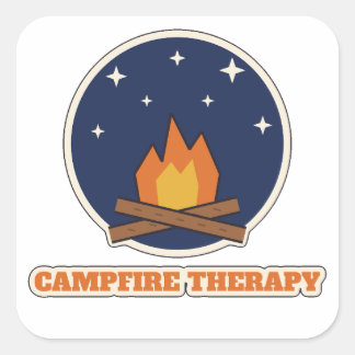 Sticker Carré Chemise de camping en linogravure Campfire Therapy