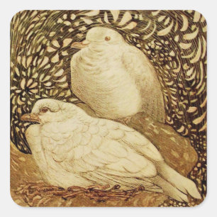 STICKER CARRÉ CHÈQUES BLANCS EN SÉPIE BROWN