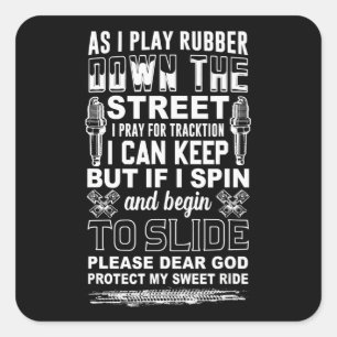 Sticker Carré Cher Dieu Protégez Mon Sweet Ride Biker Cadeau