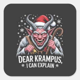 Sticker Carré Cher Krampus, je peux expliquer Noël Santa