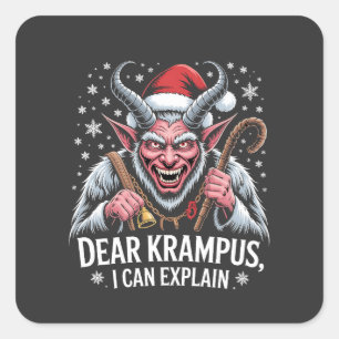 Sticker Carré Cher Krampus, je peux expliquer Noël Santa