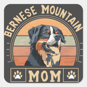 Sticker Carré Chercher ton amour : Bernese Mountain Dog Maman