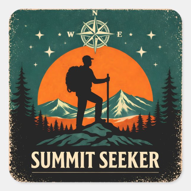 Sticker Carré Chercheur de Sommet – Réalisation de Randonneur de (Devant)