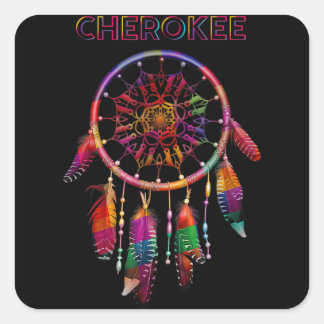 Sticker Carré Cherokee Amérindien Dreamcatc coloré