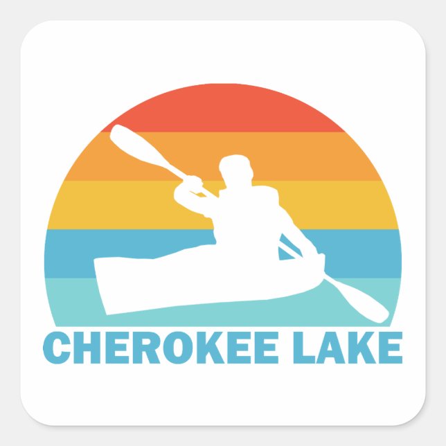 Sticker Carré Cherokee Lake Tennessee Kayak (Devant)
